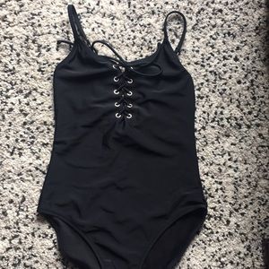 Black Lace up One Piece
